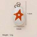 White pebble pendant with orange star pattern, 1.5cm stone charm for DIY necklace - Pendant Only (Without Chain) - Five-pointed Star