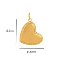Pendentif cœur mat doré avec bord perlé et dimensions détaillées de 16,5 mm - Cœur