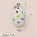 White stone oval pendant with colorful stars and silver ring, 1.6cm DIY jewelry piece - Multicolor Star Pendant (Pendant Only (Without Chain))