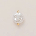Macro view of white baroque pearl pendant with 18K gold plated clasp and metal accents - Round Irregular Artificial Pearl (Pendant Only) / White