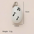 White flat oval music note charm pendant with silver ring, 1.6cm height and 5.2g weight - Musical Note Pendant (Pendant Only (Without Chain))