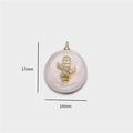 Pendentif cactus doré avec zircons sur perle rose, taille 17mm pour collier DIY - Cactus en Coquillage