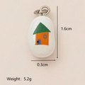 Ceramic irregular pendant with house pattern and gold-plated copper DIY jewelry part - House Pendant (Pendant Only (Without Chain))
