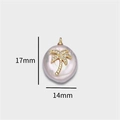 Pendentif perle baroque violette avec palmier doré et zircons incrustés, 17x14mm - Coquille et Cocotier
