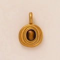 18K gold plated stainless steel necklace with round pendant and brown tiger eye stone - Tiger's Eye Pendant