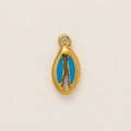Macro shot of 18K gold-plated shell pendant with blue enamel and intricate hollow carving - Bionic Shell Shape (Pendant Only) / Blue