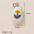 Oval stone charm with yellow flower pattern and silver clasp, size 1.6cm, weight 5.2g - Yellow Flower Pendant (Pendant Only (Without Chain))