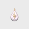 Pendentif en perle baroque avec éclair doré et pierres de zircon scintillantes - Éclair en Coquillage