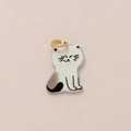 Macro shot of a cute calico cat DIY copper pendant with gold ring and enamel finish - Squatting Cat-3 (Pendant Only (Without Chain))
