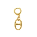 Pendiente de aro dorado individual con un diseño de colgante minimalista de eslabón - Estilo Anilla de Lata (10mm de Ancho)