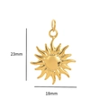 Pendentif soleil doré avec rayons ondulés de 23mm x 18mm pour la création de bijoux - Soleil