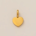 Colgante de corazón en oro de 18k pulido con fianza redonda para joyería de bricolaje - Colgante de Corazón Plano