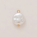 Macro detail of Baroque pearl pendant with 18K gold plated ring and natural texture - Flat Pearl