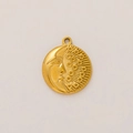 Detailed relief of sun and moon face on 18K gold plated stainless steel pendant - Moon Spike