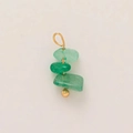 Detailed view of the triple green raw stone pendant with 18K gold plated wire design - Irregular Green