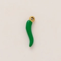 Macro detail of green enamel chili pepper pendant with 18K gold plated loop - Green Chili