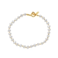 Elegante pulsera de perlas barrocas con espaciadores de acero dorado y cierre de resorte - Cadena de Perlas