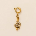 Close-up of gold-plated snake pendant with pavé cubic zirconia and spring clasp - Snake