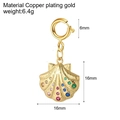 18K gold plated shell pendant with colorful crystals and engraved texture, 16mm size - Multicolored Shell Pendant