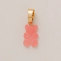 Macro detail of a pink gummy bear pendant with a polished gold clasp on a gray background - Gold Bail (Pendant Only (Without Chain)) / Pink