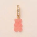 14K gold plated pink gummy bear pendant with sparkling zircon studded clasp jewelry - Gold Inlaid Bail (Pendant Only (Without Chain)) / Pink