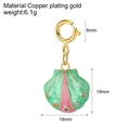 18K gold plated shell pendant charm in green and pink enamel with spring ring clasp - Multicolored Scallop Pendant