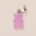 Macro detail of a light pink teddy bear boot pendant with sugar-frosted texture and silver clip - Purple Bear Silver Clasp