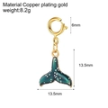 Golden 18K gold plated whale tail pendant featuring green enamel and glitter accents - Whale Tail Pendant