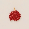 Sparkly red carnation flower pendant with 18K gold plated loop for DIY jewelry - Red Conch