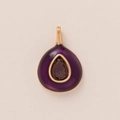 Pendentif goutte en améthyste violette avec base dorée et finition émail violet - Goutte Violette