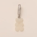 Macro detail of gummy bear charm with frosted resin texture and crystal-encrusted ring - White Bear Silver Rhinestone Clasp