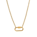 Moderne 18K vergoldete Edelstahlkette mit einem ovalen Karabiner-Verschluss-Anhänger - Ovale Verstellbare Goldkette (perlenkette)