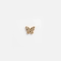 Pendentif médaillon papillon en or 18k vintage avec pierres de zircone blanches brillantes - Papillon