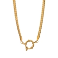 Collier en acier inoxydable plaqué or 18 carats, maille gourmette avec fermoir marin - Chaîne NK à Fermoir Marin 40+5cm
