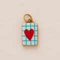 Colgante rectangular bañado en oro 18K con corazón y patrón de rejilla para joyería - Colgante de Corazón de Tablero
