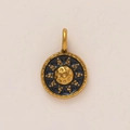 Round 18k gold plated stainless steel pendant with black sunburst star medallion - Antique Sun Disk Pendant