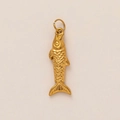 18k gold plated stainless steel fish pendant with detailed scales and top ring for DIY jewelry - No.16 Open Mouth Fish