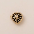 18K gold plated heart locket pendant featuring blue sandstone and sparkling zircons - Hollow Black Heart Locket Pendant