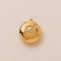 Polished 18K gold-plated locket pendant with celestial moon and star zircon inlay - Gold Sun Moon Locket Pendant