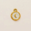 Detailed view of irregular 18K gold-plated pendant featuring a crescent moon on wavy enamel - Gold Crescent Moon Pendant