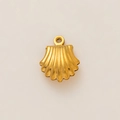 Close-up of 18K gold plated shell pendant with realistic texture and a small hanging ring - Fan Shell Pendant