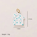Colgante de casa minimalista con lunares azules, baño de oro 18K y detalles de circón - Colgante Patrón Puntos Azul Solo (Sin Cadena)