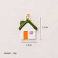 Colgante casa colorida de acero inoxidable oro 18K con techo verde y puerta naranja - Colgante Casa Techo Verde Oscuro Solo (Sin Cadena)