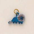 Ciondolo a forma di leone in ceramica blu con anello dorato per gioielli e accessori - Ciondolo Leone Blu