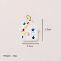 Colgante casa de acero inoxidable en oro de 18K con estrellas de colores y circonitas - Colgante Patrón Estrella Multicolor Solo (Sin Cadena)