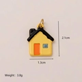 Colgante casa colorida con circonitas en acero inoxidable chapado en oro 18K para joyas - Colgante Casa Techo Negro Solo (Sin Cadena)