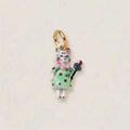 Grazioso ciondolo gatto bianco con vestito a pois verdi e anello dorato per gioielli DIY - Stile 9 Pendente Orso con Blush