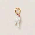Ciondolo gallo bianco in smalto con cresta rossa e anello d'oro per gioielli fai da te - Stile 11 Pendente Gallo