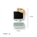 Miniature vintage computer pendant with white enamel and light green keyboard detail - Computer Pendant