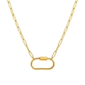Goldene Büroklammer-Halskette mit Karabiner-Anhänger in minimalistischem Design - Große ovale Karabiner Büroklammerkette (Gold)